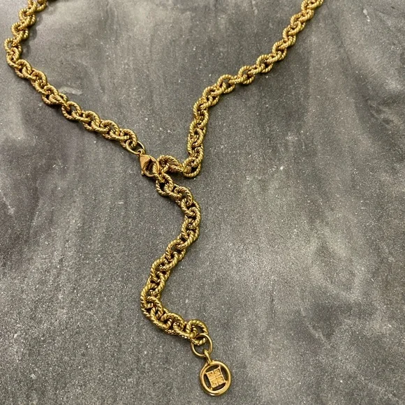 Vintage Givenchy Gold Lariat Adjustable Gold Chain Necklace - Picture 1 of 12